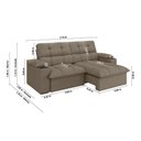 Ver imagem 2 de Sofá com Chaise Liverton 2 Lugares Retrátil 210cm Creme Xflex Sofás