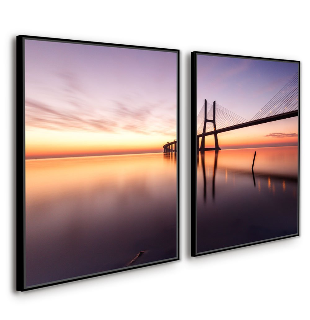 Quadros Tela Canvas Urbano Ponte Vasco Da Gama Lisboa Luxo:Preta - 1