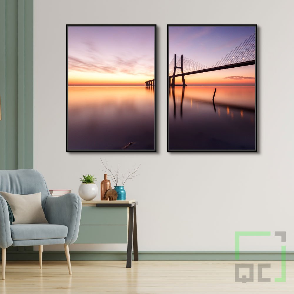 Quadros Tela Canvas Urbano Ponte Vasco Da Gama Lisboa Luxo:Preta - 2