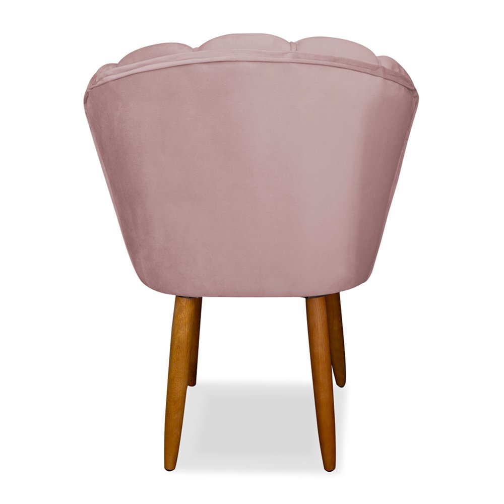 Kit 2 Cadeiras de Jantar Pétala Estofada Pés Palito Veludo Rosê Claro - Montanaris Decor - 3
