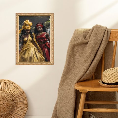 Quadro Moldura Dourada Oxum e Iansã 24x18cm:com Vidro