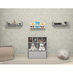 Estante Nicho Organizador de Brinquedos Infantil em Mdf Plancasa:cinza Cristal - 2