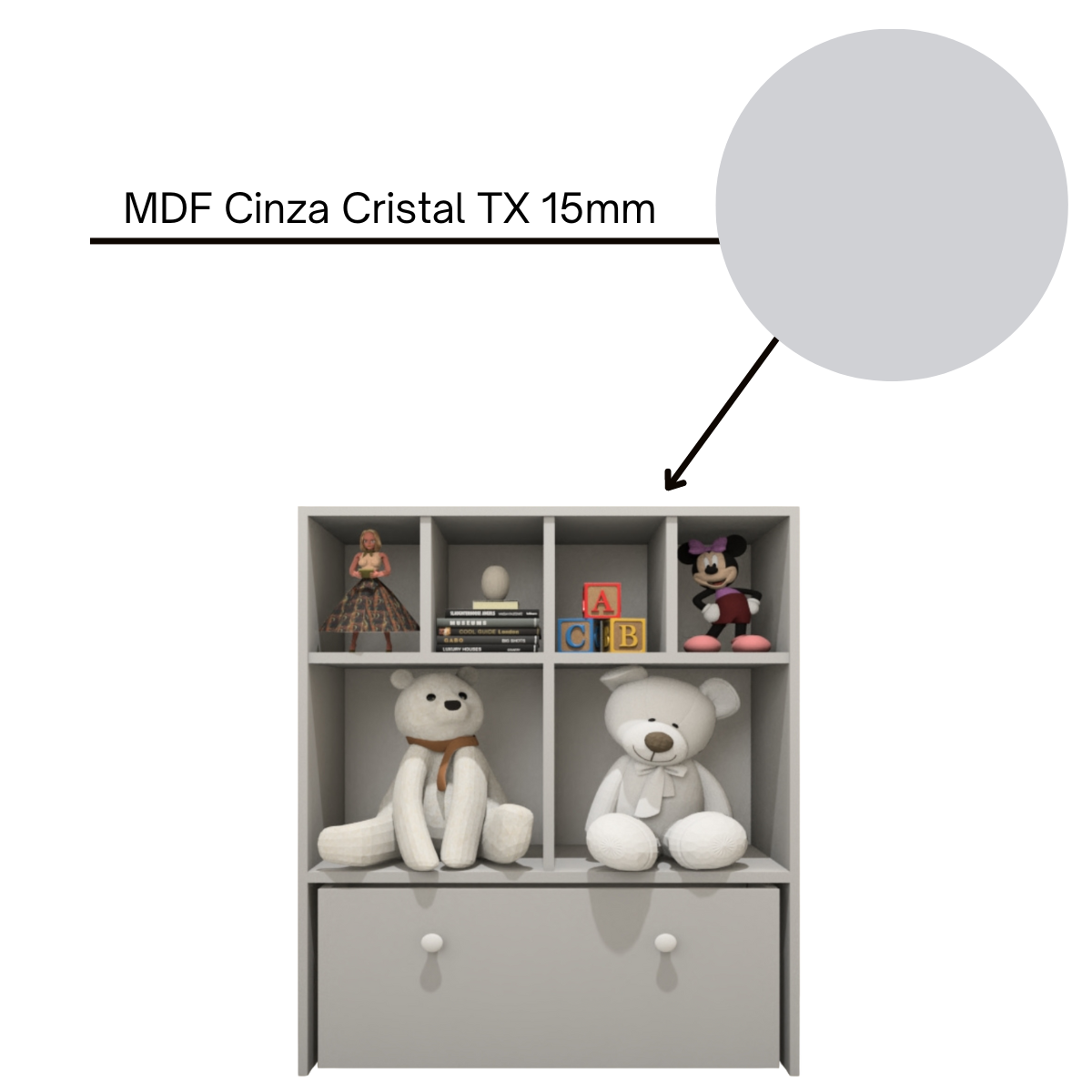 Estante Nicho Organizador de Brinquedos Infantil em Mdf Plancasa:cinza Cristal - 8