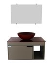 Ver imagem 2 de Gabinete Armário Banheiro 60cm Cuba Redonda Vermelha