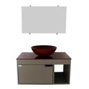 Ver imagem 2 de Gabinete Armário Banheiro 60cm Cuba Redonda Vermelha