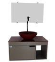 Ver imagem 1 de Gabinete Armário Banheiro 60cm Cuba Redonda Vermelha