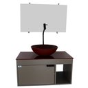 Ver imagem 1 de Gabinete Armário Banheiro 60cm Cuba Redonda Vermelha