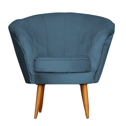 Poltrona Cadeira Decorativa Pétala - Veludo Azul Marinho