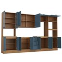 Ver imagem 3 de Cozinha Compacta 6 Peças 2 Paneleiros 2 Aéreos 2 Balcões Soho CabeCasa MadeiraOriginals Azul/Freijó