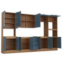 Ver imagem 3 de Cozinha Compacta Planejada 6 Peças 2 Paneleiros 2 Aéreos 2 Balcões Soho CabeCasa MadeiraOriginals Azul/Freijó