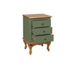 Mesa de Cabeceira Luis Xv 3 Gavetas - Verde-militar - 4