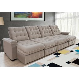 Sofá Coliseu 4.00m Retrátil e Reclinável Super Pillow - Avelã - 3