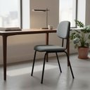 Ver imagem 1 de Cadeira de Escritório Secretária Curvada Anatômica, Base Palito 7/8, Tecido Jserrano Cor Cinza/preto