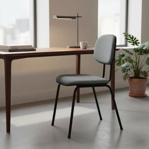 Cadeira de Escritório Secretária Curvada Anatômica, Base Palito 7/8, Tecido Jserrano Cor Cinza/preto