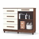 Ver imagem 3 de Cômoda Ravi 5 Gavetas 2 Portas MDP Puxadores MDF Imbuia Vila Rica