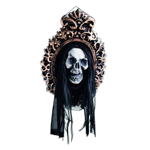 Espelho Caveira Decor Sombria C/ Som e Movimento Halloween