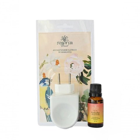 Kit Essência Concentrada Flor de Goiaba e Graviola 20ml e Aromatizador Elétrico de Porcelana