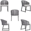 Ver imagem 5 de 1 Cadeira Noronha Aluminio Micro Pintura Preta, Tr. Telinha Corda Nautica Grafite, Estofado - Cinza