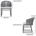 Ver imagem 2 de 1 Cadeira Noronha Aluminio Micro Pintura Preta, Tr. Telinha Corda Nautica Grafite, Estofado - Cinza