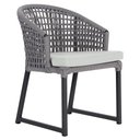 Ver imagem 1 de 1 Cadeira Noronha Aluminio Micro Pintura Preta, Tr. Telinha Corda Nautica Grafite, Estofado - Cinza