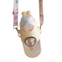 Ver imagem 1 de Garrafa Infantil Amarela Coelho 520ml com Alça Canudo Anti Vazamento e Adesivos Bichinhos