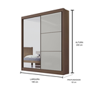 Ver imagem 3 de Guarda Roupa Mdf Atenas 2 Portas Espelho Castanho Off White