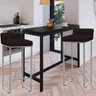 Kit 03 Banqueta Alta Mia Cozinha Bistrô Bar Balcão Ferro Prata Sintético Marrom - 3