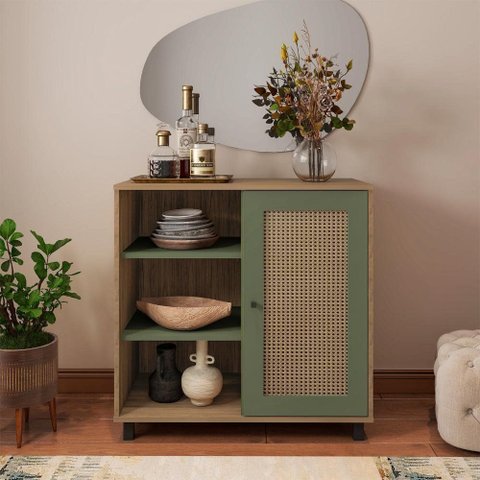 Buffet Artely Charlotte Cor Carvalho e Menta