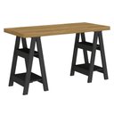 Ver imagem 1 de Mesa Escrivaninha Tampo Tamburato 4 Prateleiras 135x60 cm Olmo Preto Artany