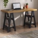 Ver imagem 2 de Mesa Escrivaninha Tampo Tamburato 4 Prateleiras 135x60 cm Olmo Preto Artany