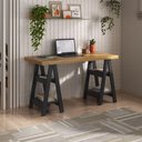 Ver imagem 6 de Mesa Escrivaninha Tampo Tamburato 4 Prateleiras 135x60 cm Olmo Preto Artany