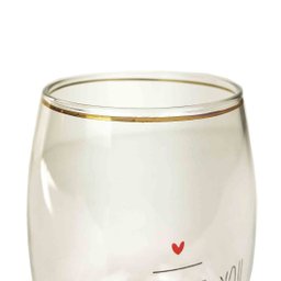 Jogo c/ 2 Copos Vidro 460ml Borda Filete em Tinta Ouro Coleção Exclusiva PS I Love You - 4