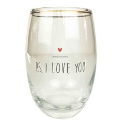 Jogo c/ 2 Copos Vidro 460ml Borda Filete em Tinta Ouro Coleção Exclusiva PS I Love You - 3
