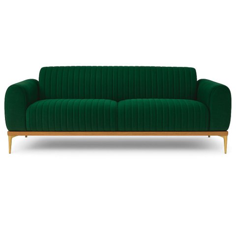 Sofá 3 Lugares 230cm Cocie Veludo Verde - Sallar Home