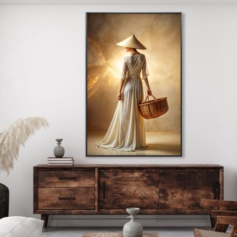 Quadro Decorativo Feminine Pose Mulher Chapéu e Bolsa Sala Quarto Casa Escritório