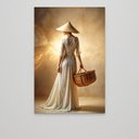 Ver mais imagens de Quadro Decorativo Feminine Pose Mulher Chapéu e Bolsa Sala Quarto Casa Escritório