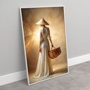 Ver imagem 3 de Quadro Decorativo Feminine Pose Mulher Chapéu e Bolsa Sala Quarto Casa Escritório