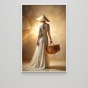 Ver imagem 4 de Quadro Decorativo Feminine Pose Mulher Chapéu e Bolsa Sala Quarto Casa Escritório