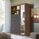 Ver imagem 7 de Guarda Roupa Casal Master New 8 Portas 4 Gavetas MDP Cômoda Marabá com Espelho Jatobá Grafite