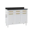 Ver imagem 1 de Gabinete de Cozinha Modulado Balcão Diamante 3 Portas e 3 Gavetas c/ Tampo 105cm Branco - Telasul