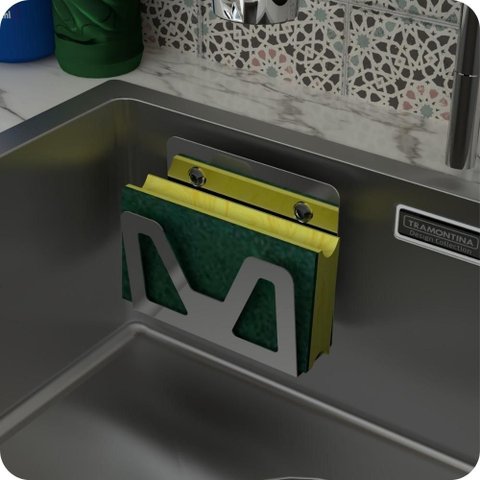 Porta Esponja de Pia Inox com Ventosa Suporte Bucha Elg