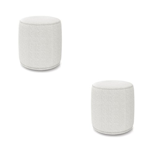 Puff Redondo Orgânico para Sala Kit 2 Malu Bouclê Cinza M11 - D’Rossi