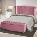 Ver imagem 2 de Kit Cabeceira de Cama Box e Calçadeira Baú Luxo Queen 160 Cm Suede Rosa Bebê Eli Móveis