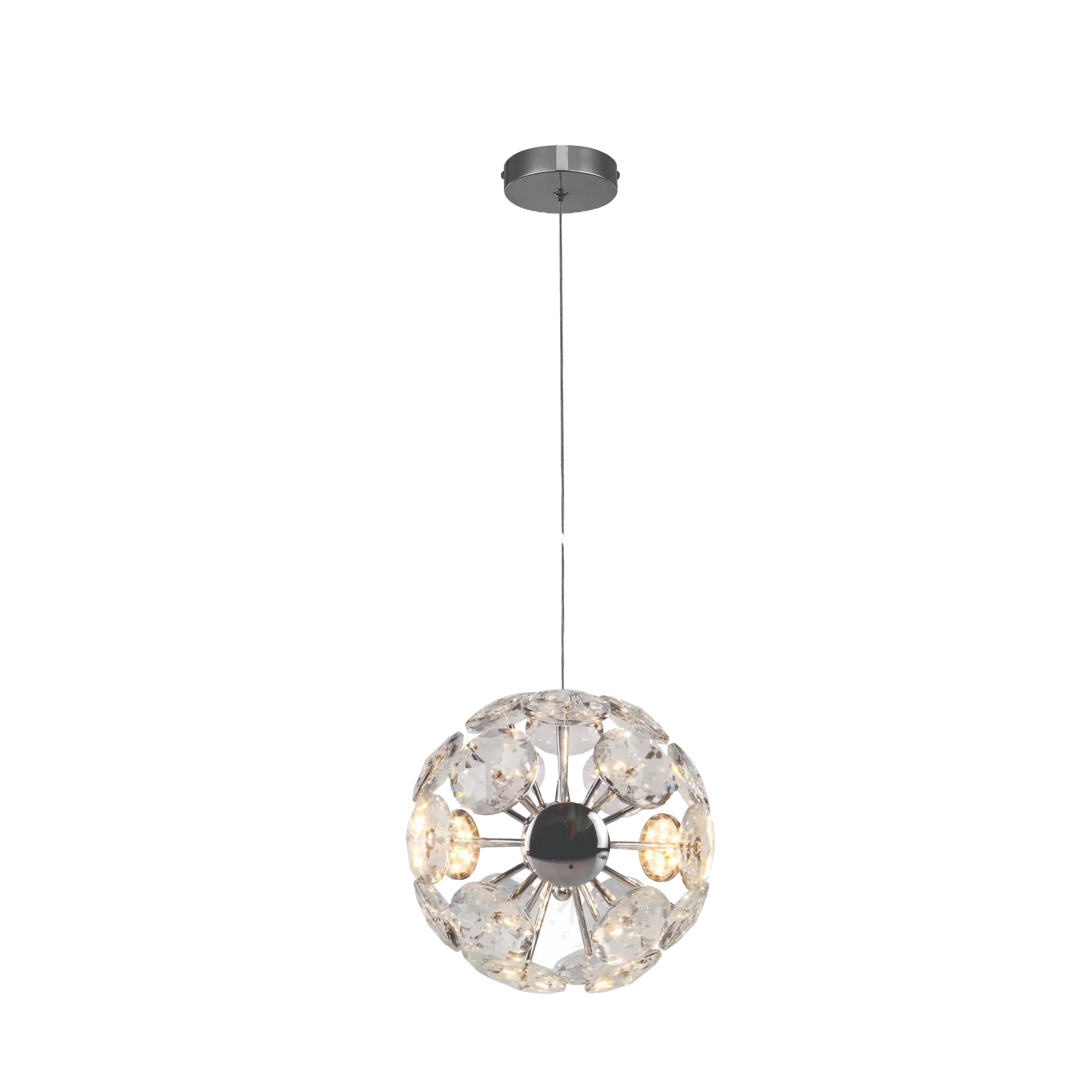 Ver imagem 2 de Pendente Φ20cm e Cabo 2mt Metal Dourado ou Cromado com Cristal Transparente Led Integrado 15w 3