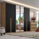 Ver imagem 2 de Guarda Roupa Casal Valência Full Glass 6 Portas Capuccino Preto - Thb Móveis