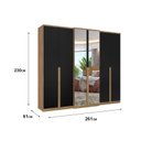 Ver imagem 4 de Guarda Roupa Casal Valência Full Glass 6 Portas Capuccino Preto - Thb Móveis