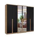 Ver imagem 1 de Guarda Roupa Casal Valência Full Glass 6 Portas Capuccino Preto - Thb Móveis