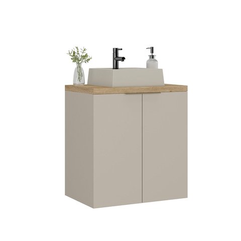 Gabinete para Banheiro com Cuba Nature Bege/Panna/Carvalho