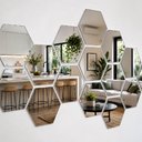 Ver imagem 3 de Kit 12 Espelhos Hexagonais Adesivos Acrilico Espelhado Autocolante para Parede Quarto Sala Decoracao
