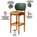 Ver imagem 4 de Kit 3 Banquetas Alta Bar Cozinha Jantar Betta L02 Imbuia Couríssimo Whisky Facto Verde - Lyam
